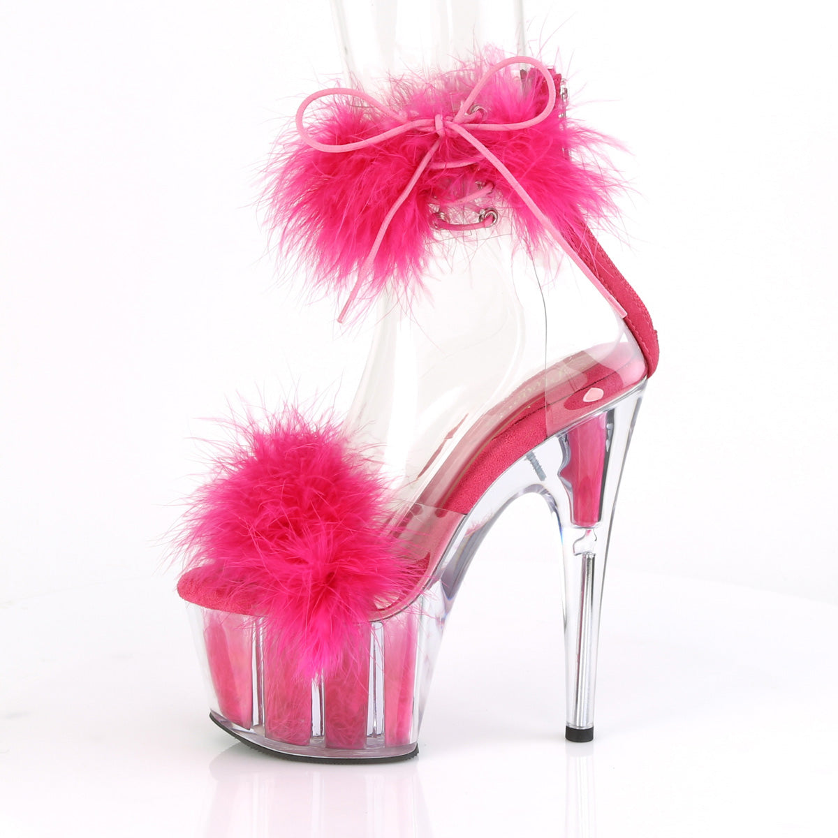 ADORE-724F Pleaser Clear-H Pink Fur/H Pink Fur Platform Shoes (Sexy Shoes)