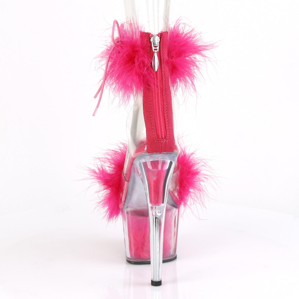 ADORE-724F Pleaser Clear-H Pink Fur/H Pink Fur Platform Shoes (Sexy Shoes)