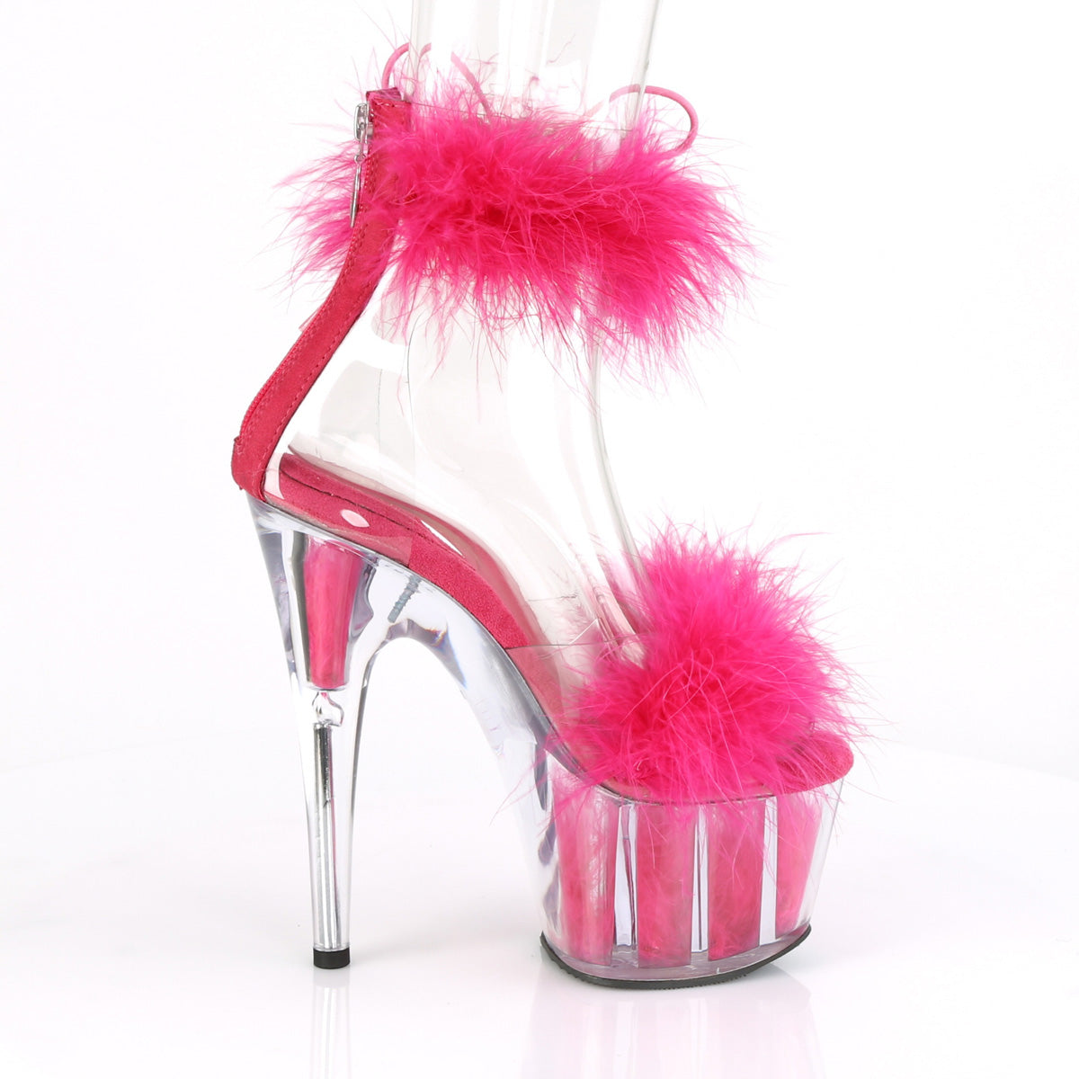 ADORE-724F Pleaser Clear-H Pink Fur/H Pink Fur Platform Shoes (Sexy Shoes)