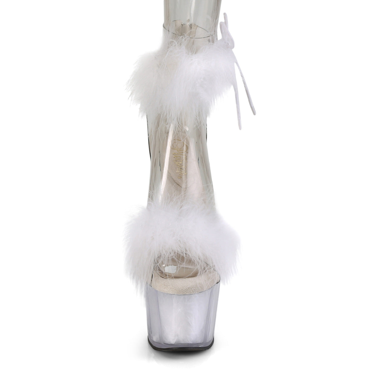 ADORE-724F Pleaser Clear-White Fur/White Fur Platform Shoes (Sexy Shoes)