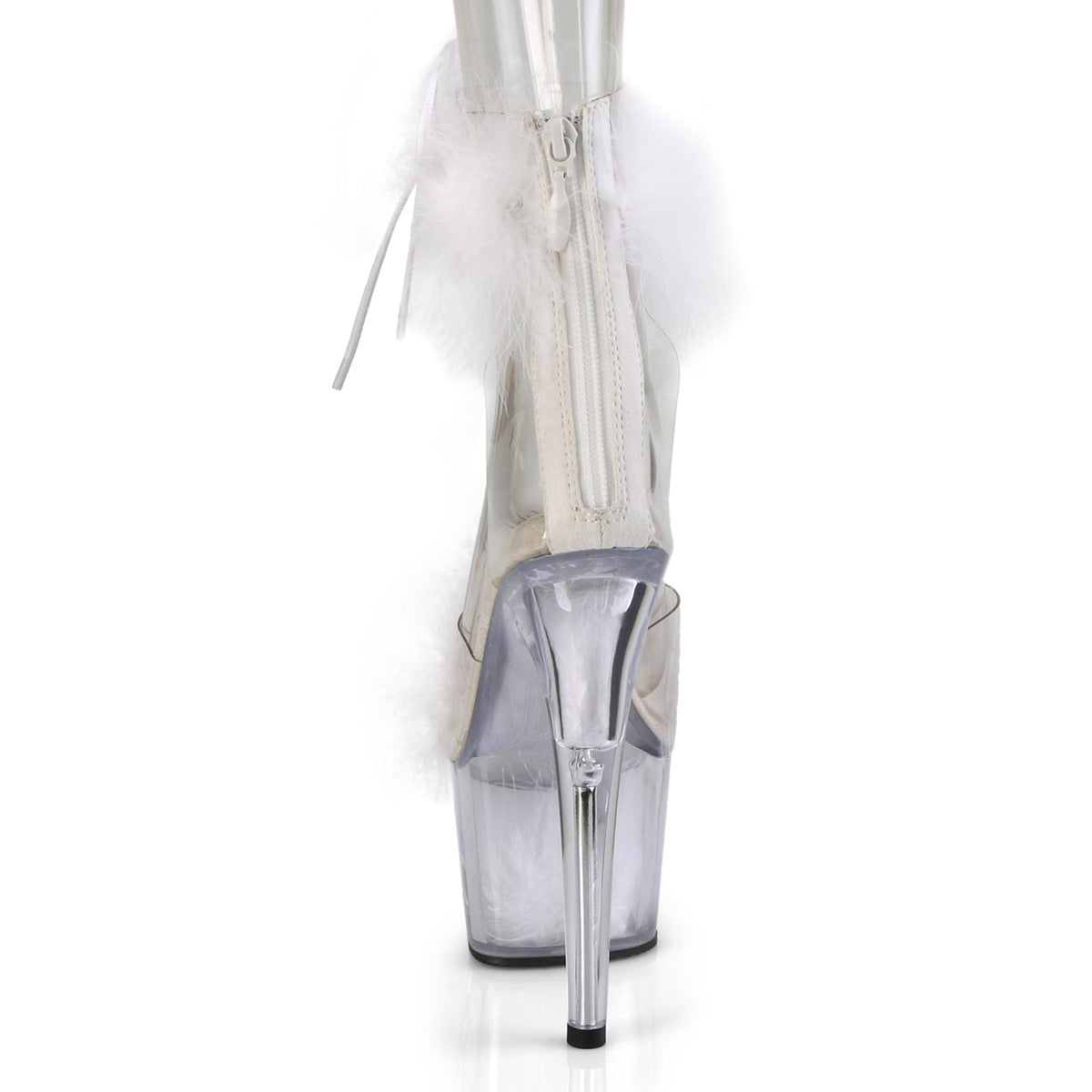 ADORE-724F Pleaser Clear-White Fur/White Fur Platform Shoes (Sexy Shoes)