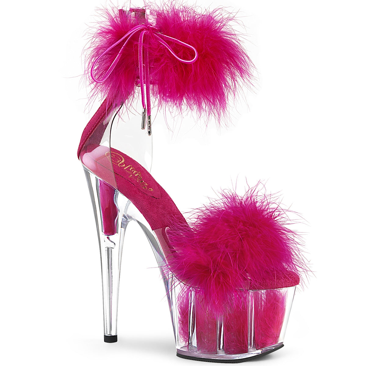 ADORE-724F Strippers Heels Pleaser Platforms (Exotic Dancing) Clr-H. Pink Fur/H. Pink Fur