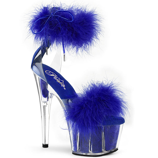 ADORE-724F Pleaser Clear-Royal Blue Fur Platform Shoes (Sexy Shoes)