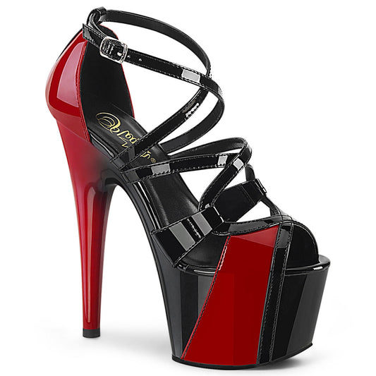 ADORE-764 Strippers Heels Pleaser Platforms (Exotic Dancing) Blk-Red Pat/Blk-Red