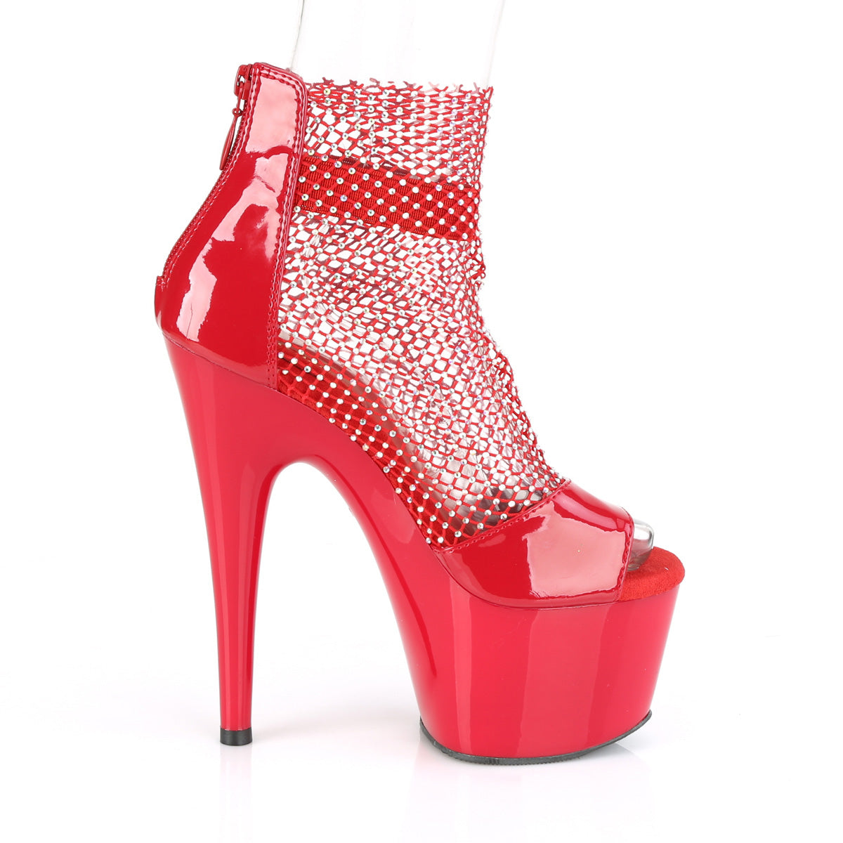 ADORE-765RM Pleaser Red Patent-Rhinestones Mesh/Red Platform Shoes (Sexy Shoes)