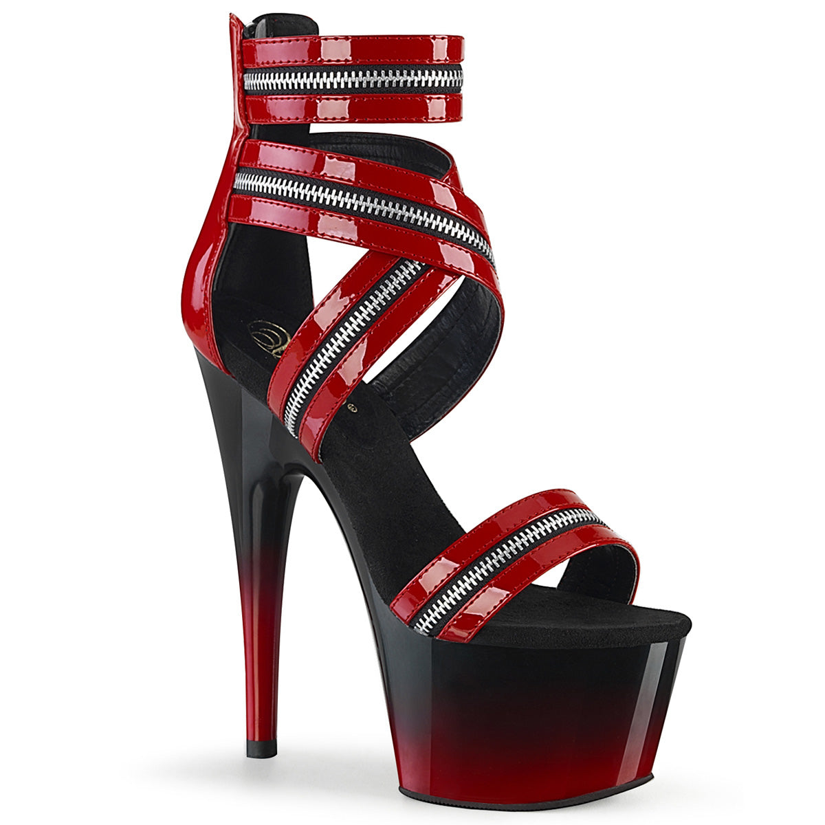 ADORE-766 Strippers Heels Pleaser Platforms (Exotic Dancing) Red Pat/Blk-Red