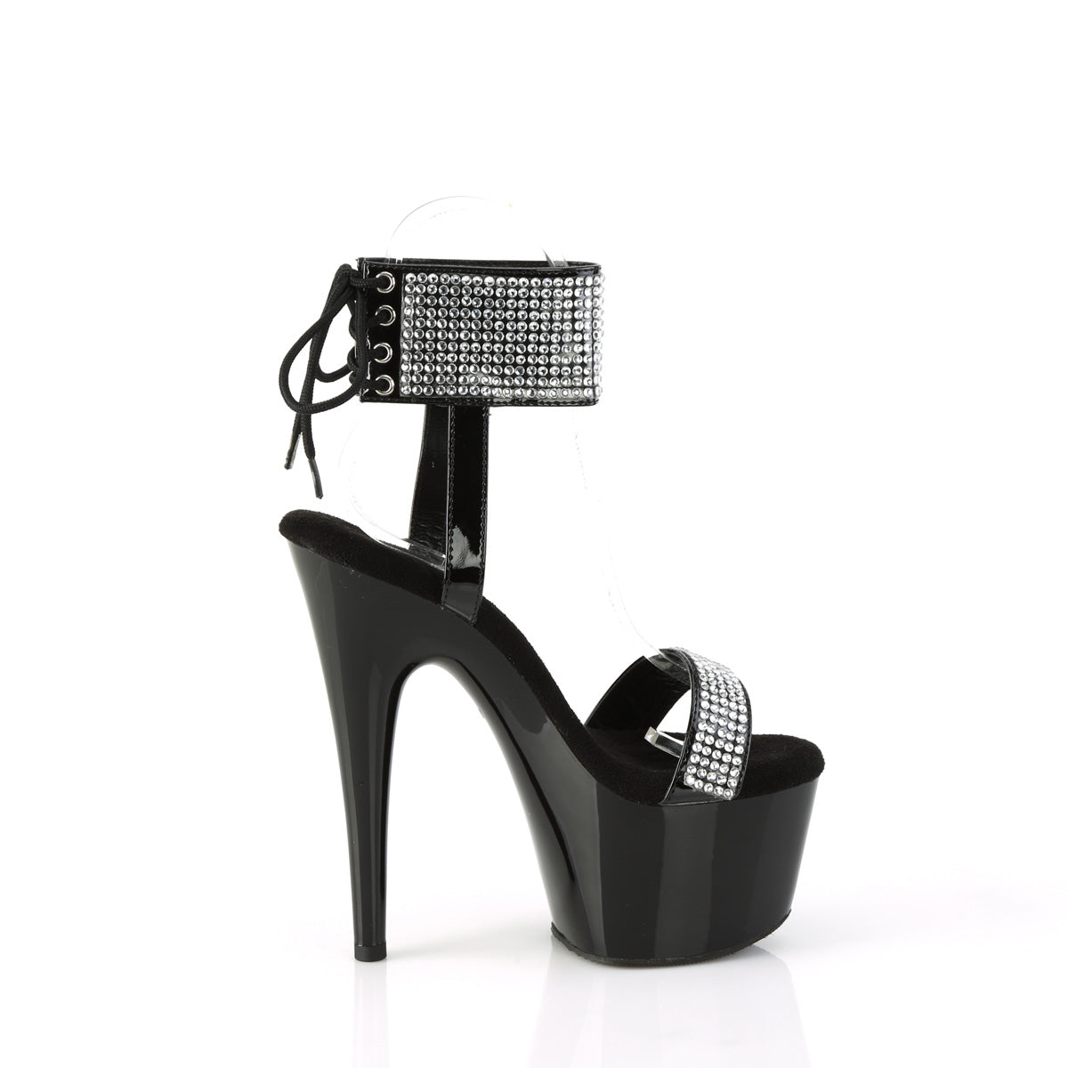 ADORE-770 Pleaser Black Patent-Rhinestones/Black Platform Shoes (Sexy Shoes)