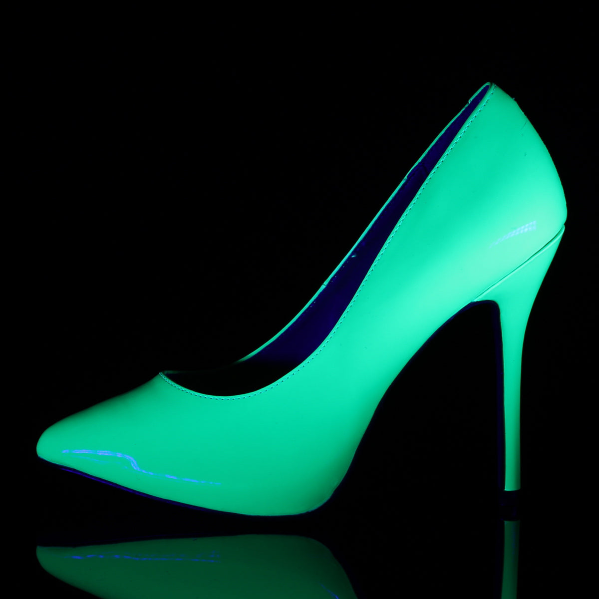 AMUSE-20 Pleaser Neon Green Patent Single Sole Shoes (Sexy Shoes)