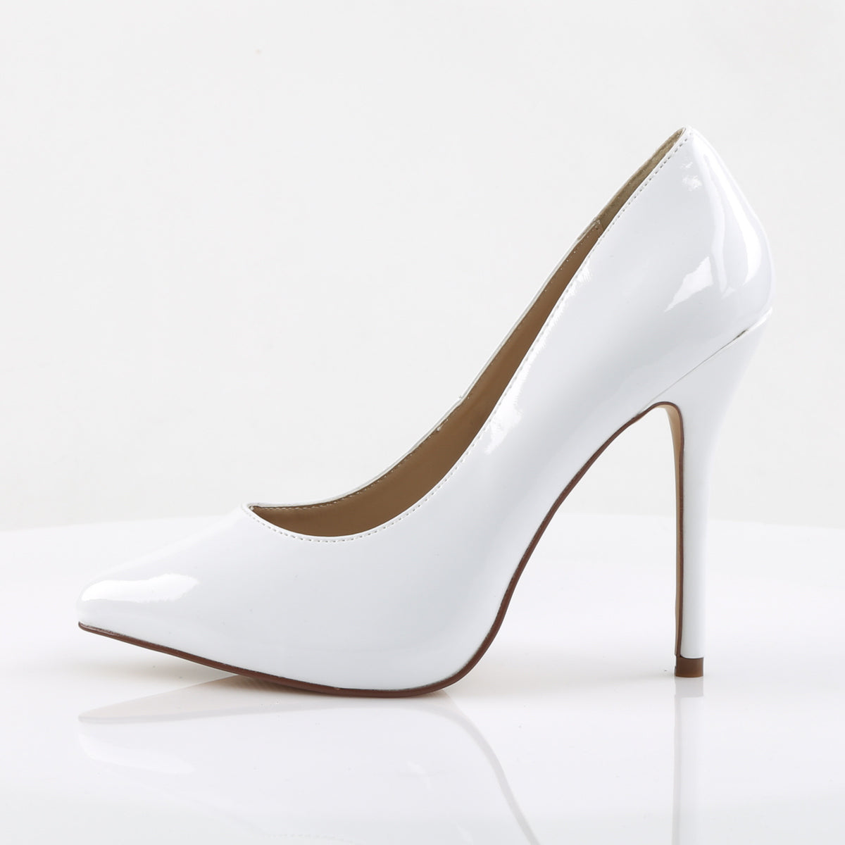 AMUSE-20 Pleaser White Patent Single Sole Shoes (Sexy Shoes)