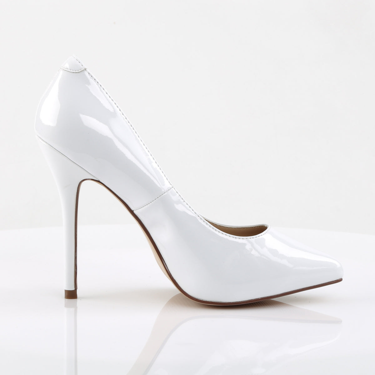 AMUSE-20 Pleaser White Patent Single Sole Shoes (Sexy Shoes)