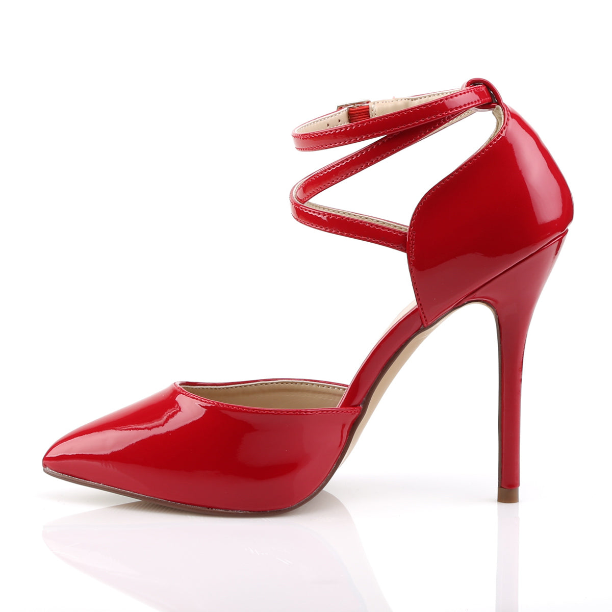 AMUSE-25 Pleaser Red Patent Single Sole Shoes (Sexy Shoes)