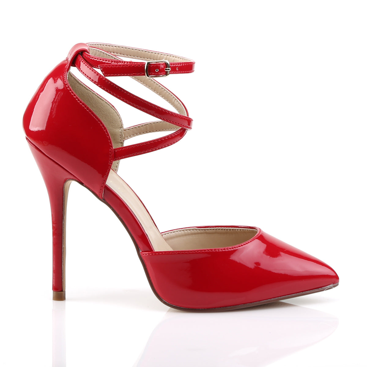 AMUSE-25 Pleaser Red Patent Single Sole Shoes (Sexy Shoes)