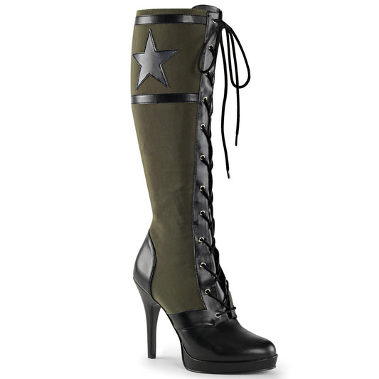 ARENA-2022 Fancy Dress Costume Funtasma Women's Boots Blk Pu-Army Green Canvas