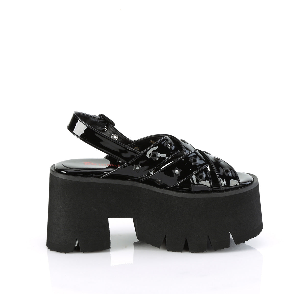 ASHES-12 Demonia Black Patent Women's Sandals (Alternative Footwear)