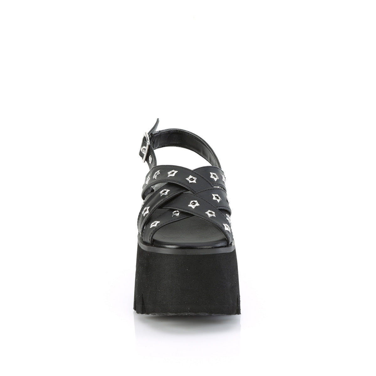 ASHES-12 Demonia Black Vegan Leather Women's Sandals (Alternative Footwear)