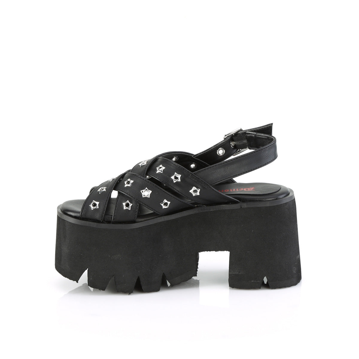 ASHES-12 Demonia Black Vegan Leather Women's Sandals (Alternative Footwear)