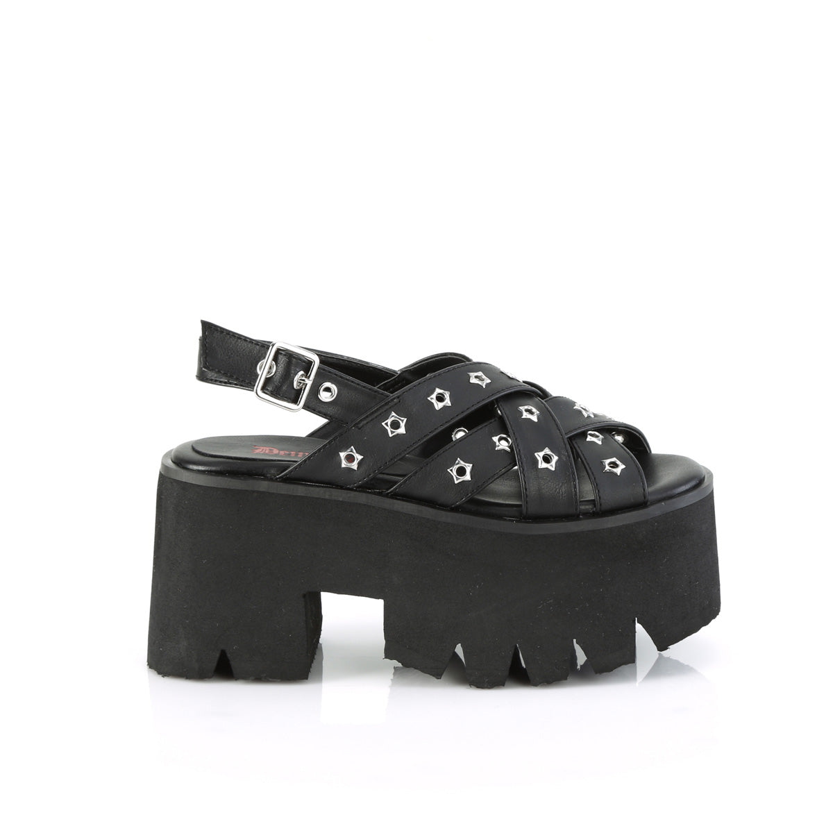 ASHES-12 Demonia Black Vegan Leather Women's Sandals (Alternative Footwear)