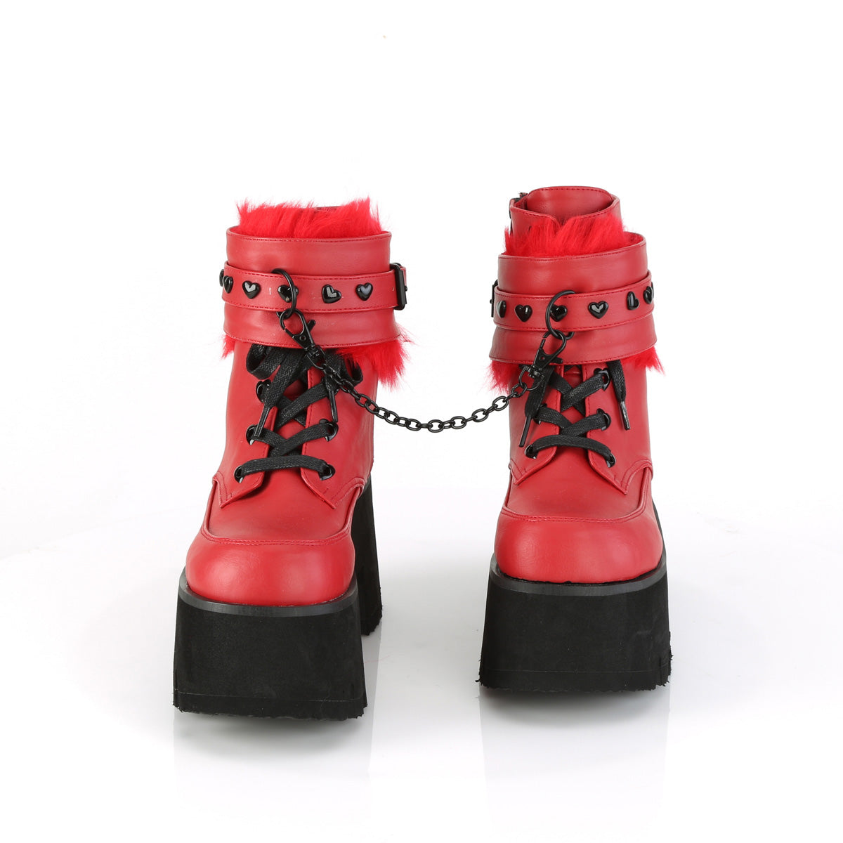 ASHES-57 Demonia Red Vegan Leather Women's Ankle Boots (Alternative Footwear)