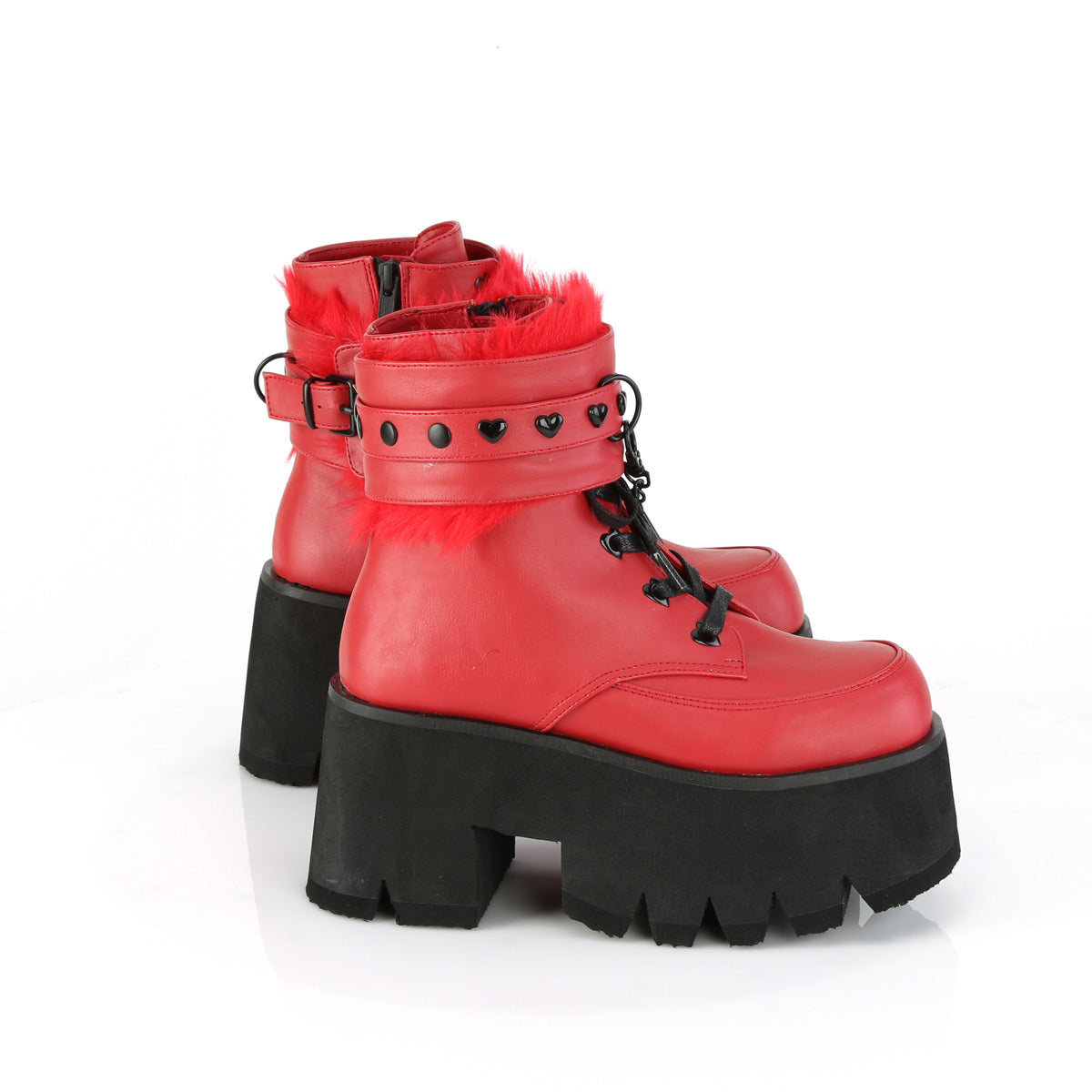 ASHES-57 Demonia Red Vegan Leather Women's Ankle Boots (Alternative Footwear)