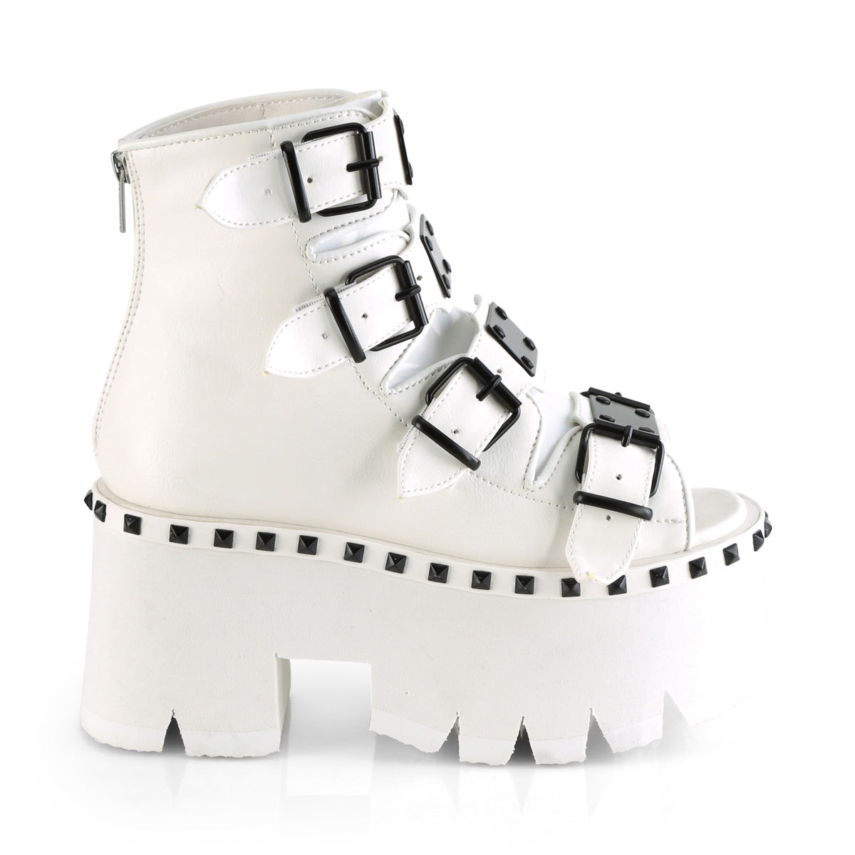 ASHES-70 Demonia White Vegan Leather Women's Ankle Boots (Sexy Shoes)