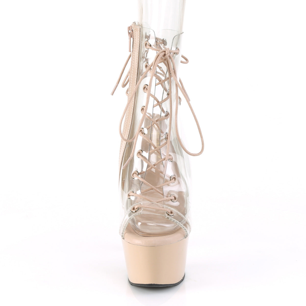 ASPIRE-600-30 Pleaser Clear/Nude Platform Shoes (Sexy Ankle Boots)