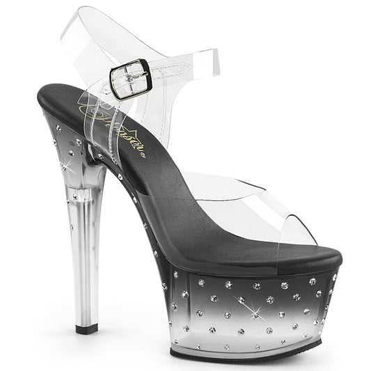 ASPIRE-608STD Strippers Heels Pleaser Platforms (Exotic Dancing) Clr/Blk-Clr