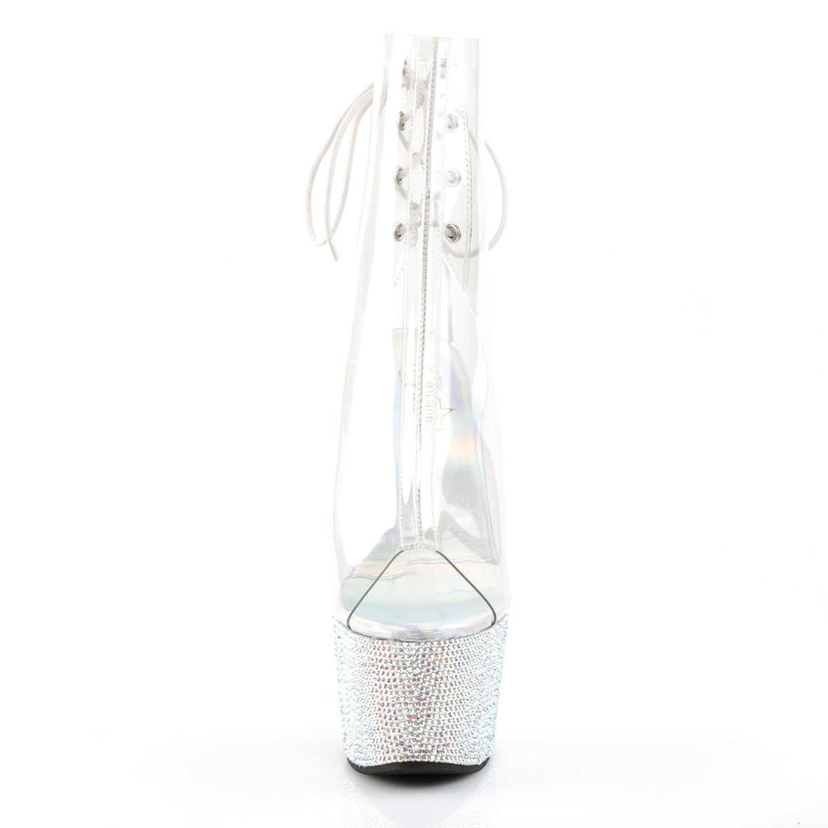 BEJEWELED-1018DM-7 Pleaser Clear/Silver Multi Rhinestones Platform Shoes (Sexy Ankle Boots)