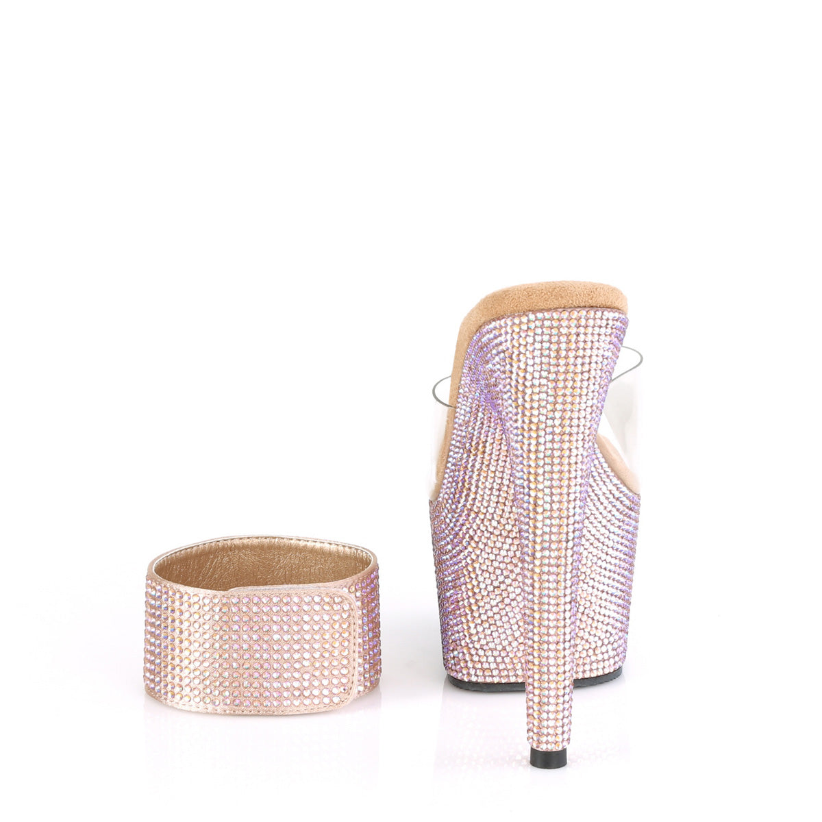 BEJEWELED-712RS Pleaser Clear/Rose Gold Multi Rhinestones Platform Shoes (Sexy Shoes)