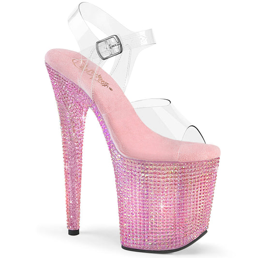 BEJEWELED-808RRS Pleaser Clear/B Pink Rhinestones Platform Shoes (Sexy Shoes)