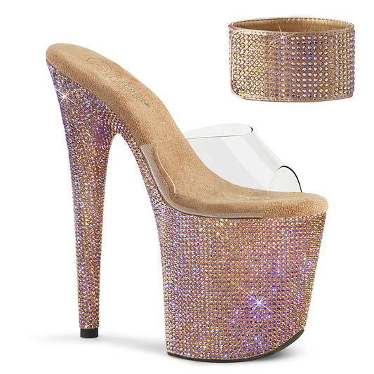 BEJEWELED-812RS Strippers Heels Pleaser Platforms (Exotic Dancing) Clr/Rose Gold Multi RS