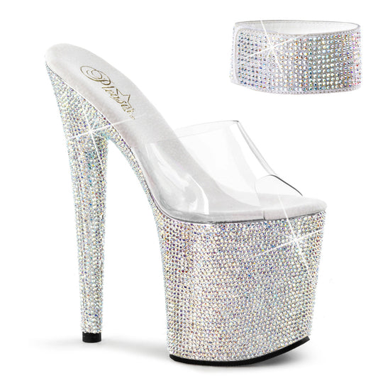 BEJEWELED-812RS Strippers Heels Pleaser Platforms (Exotic Dancing) Clr/Slv Multi RS