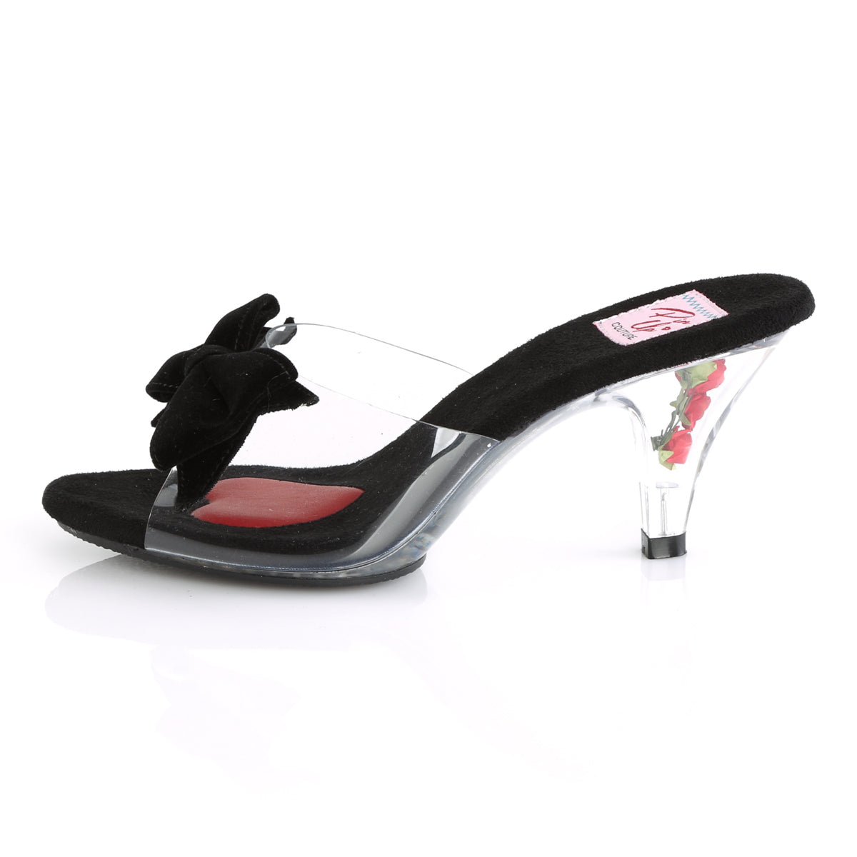 BELLE-301BOW Pin Up Couture Clear-Black/Clear Single Soles (Sexy Shoes)