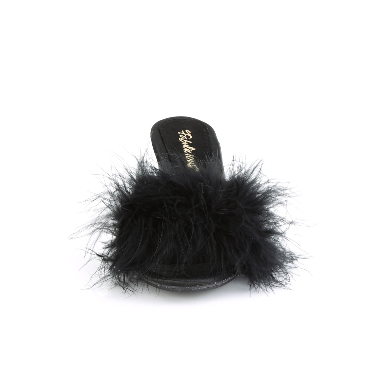 BELLE-301F Fabulicious Black Pu-Fur/Clear Shoes (Sexy Shoes)