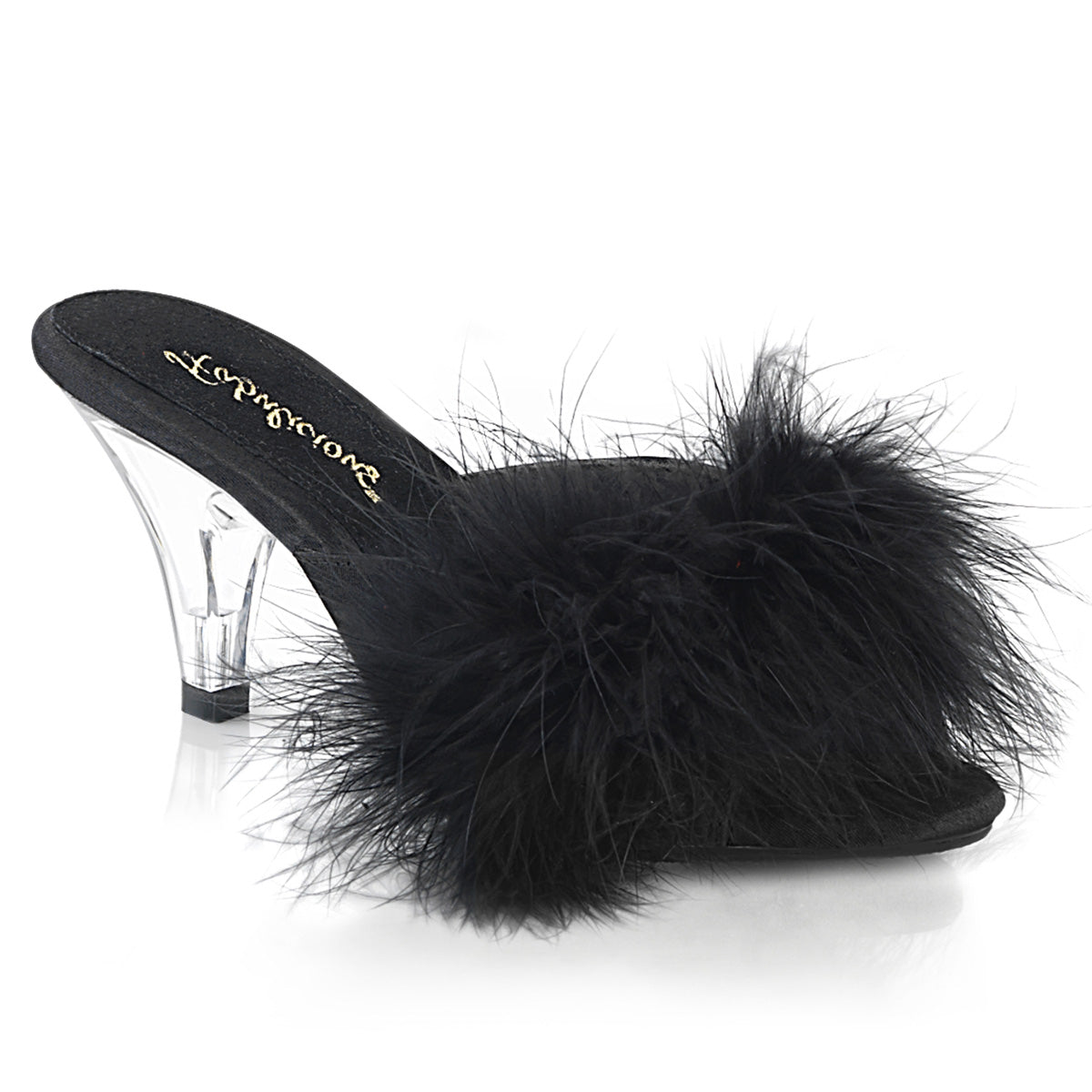 BELLE-301F Exotic Dancing Fabulicious Shoes Blk Pu-Fur/Clr