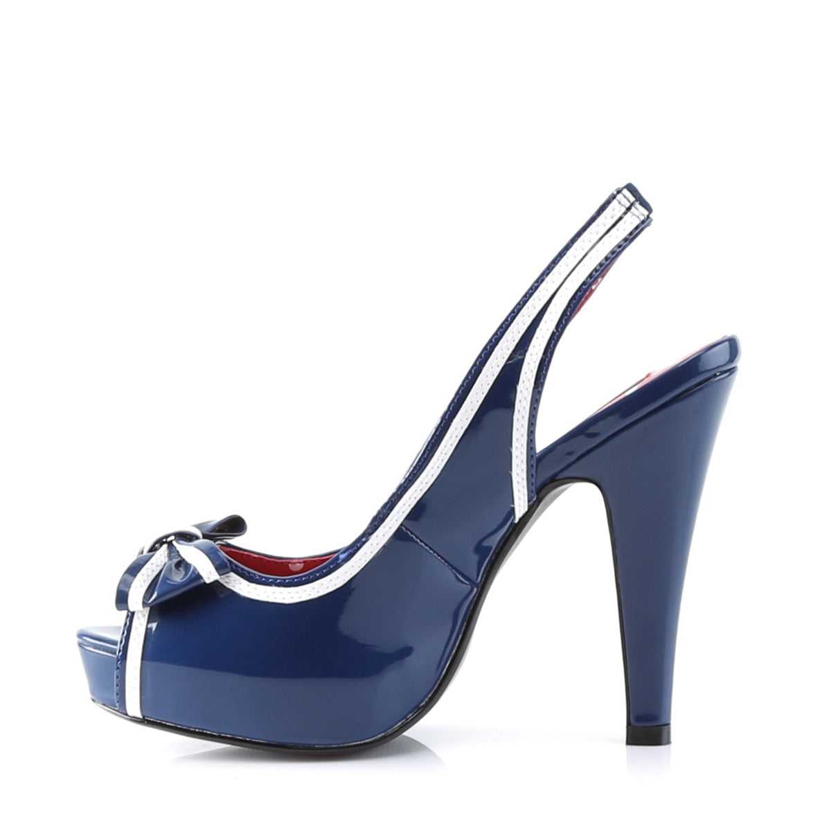 BETTIE-05 Pin Up Couture Navy Blue Patent Platforms (Retro Glamour Shoes)