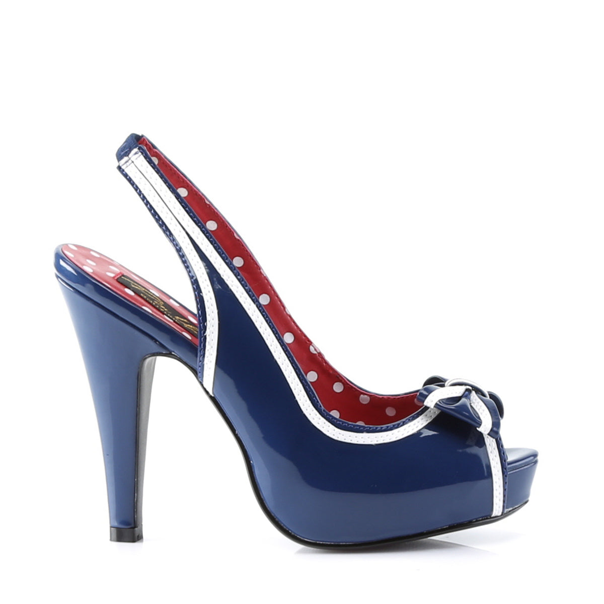 BETTIE-05 Pin Up Couture Navy Blue Patent Platforms (Retro Glamour Shoes)