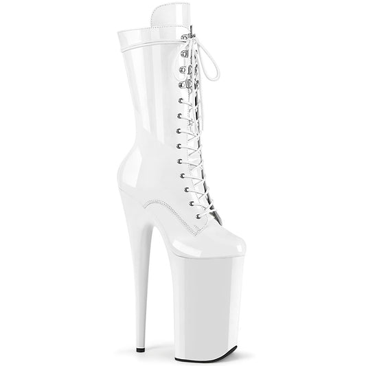 BEYOND-1050 Strippers Heels Pleaser Platforms (Exotic Dancing) Wht Pat/Wht