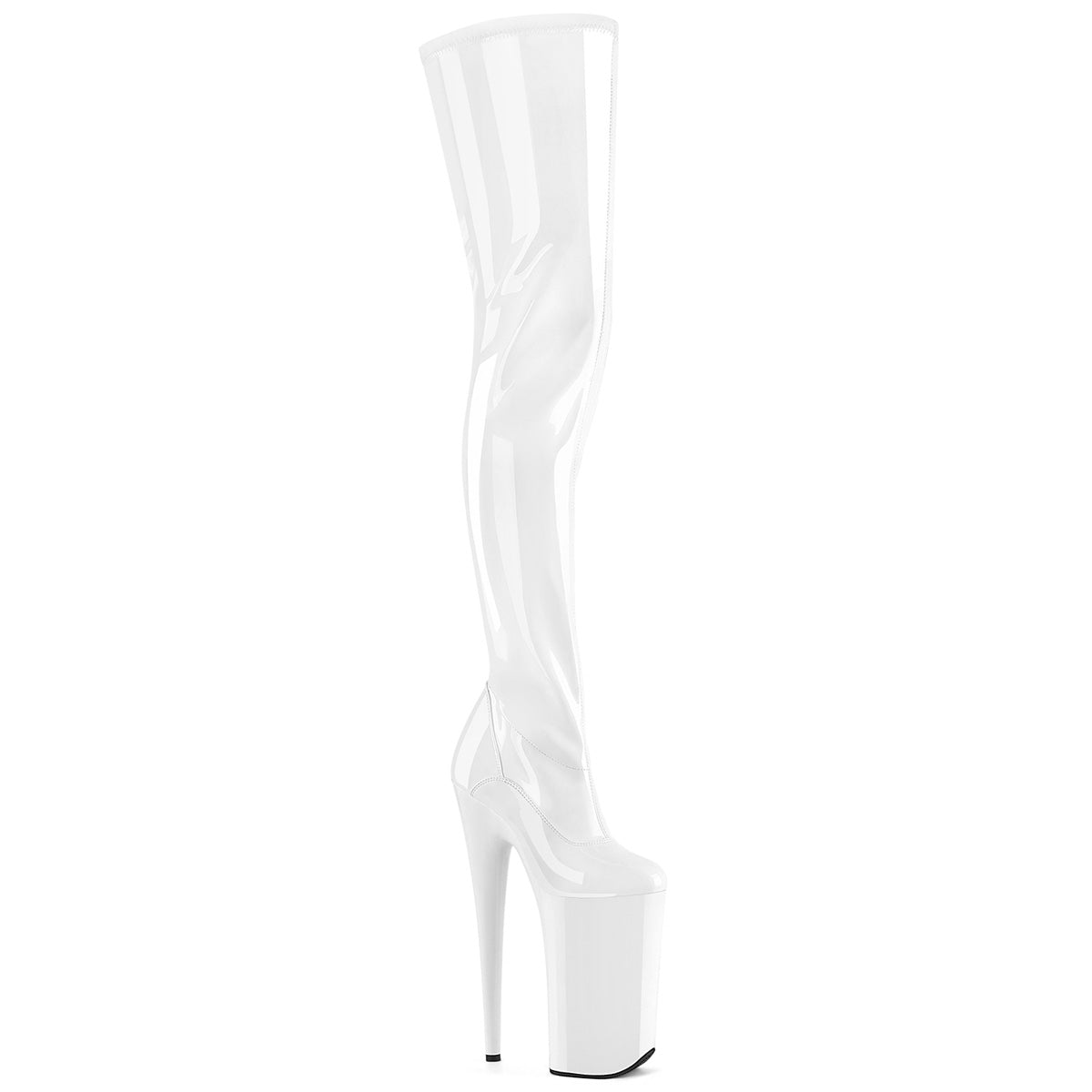 BEYOND-4000 Strippers Heels Pleaser Platforms (Exotic Dancing) Wht Str Pat/Wht