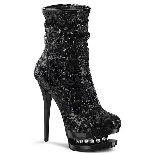 BLONDIE-R-1009 Strippers Heels Pleaser Platforms (Exotic Dancing) Blk Sequins/Blk