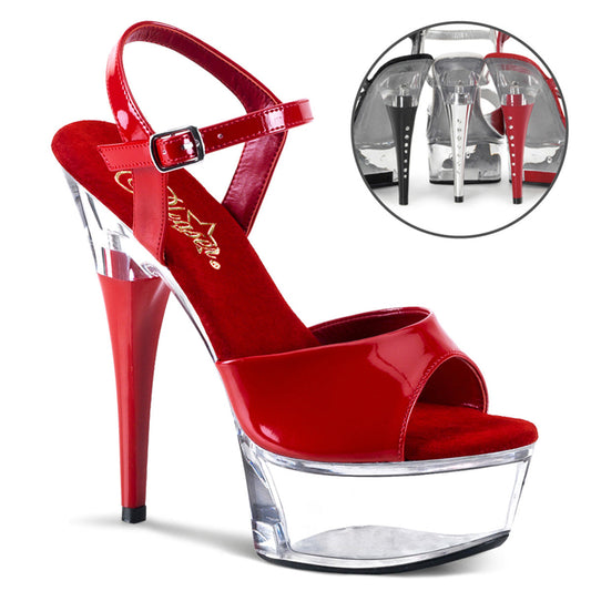 CAPTIVA-609 Strippers Heels Pleaser Platforms (Exotic Dancing) Red Pat/Clr