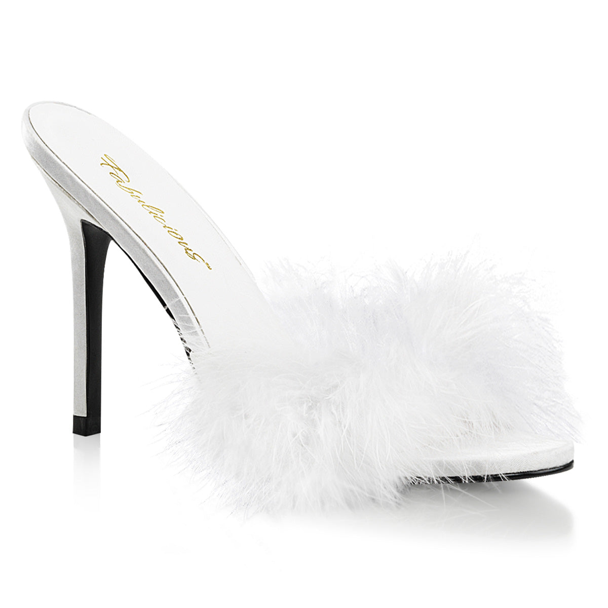 CLASSIQUE-01F Bedroom Heels Fabulicious Shoes Wht Pu-Fur