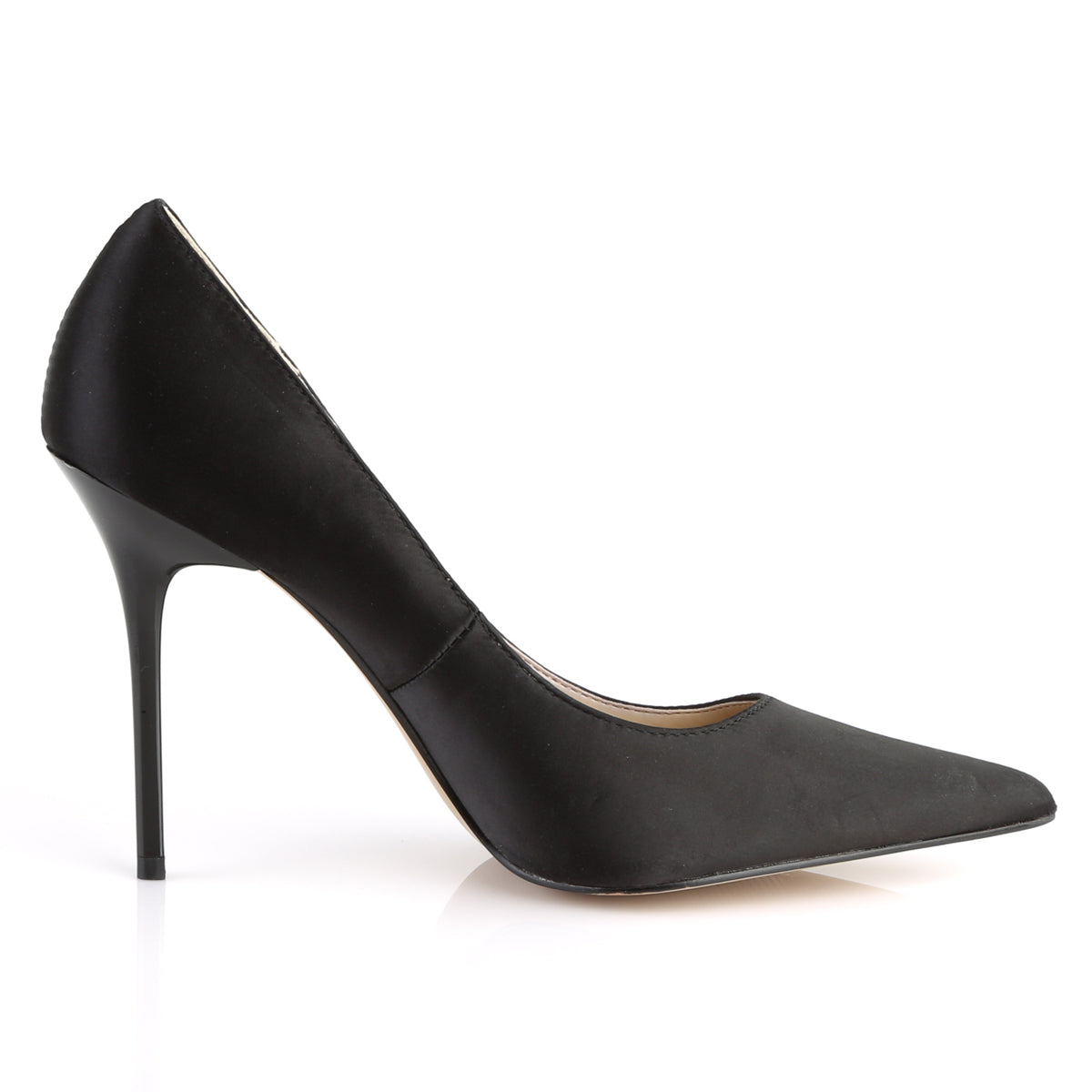 CLASSIQUE-20 Pleaser Black Satin Single Sole Shoes (Sexy Shoes)