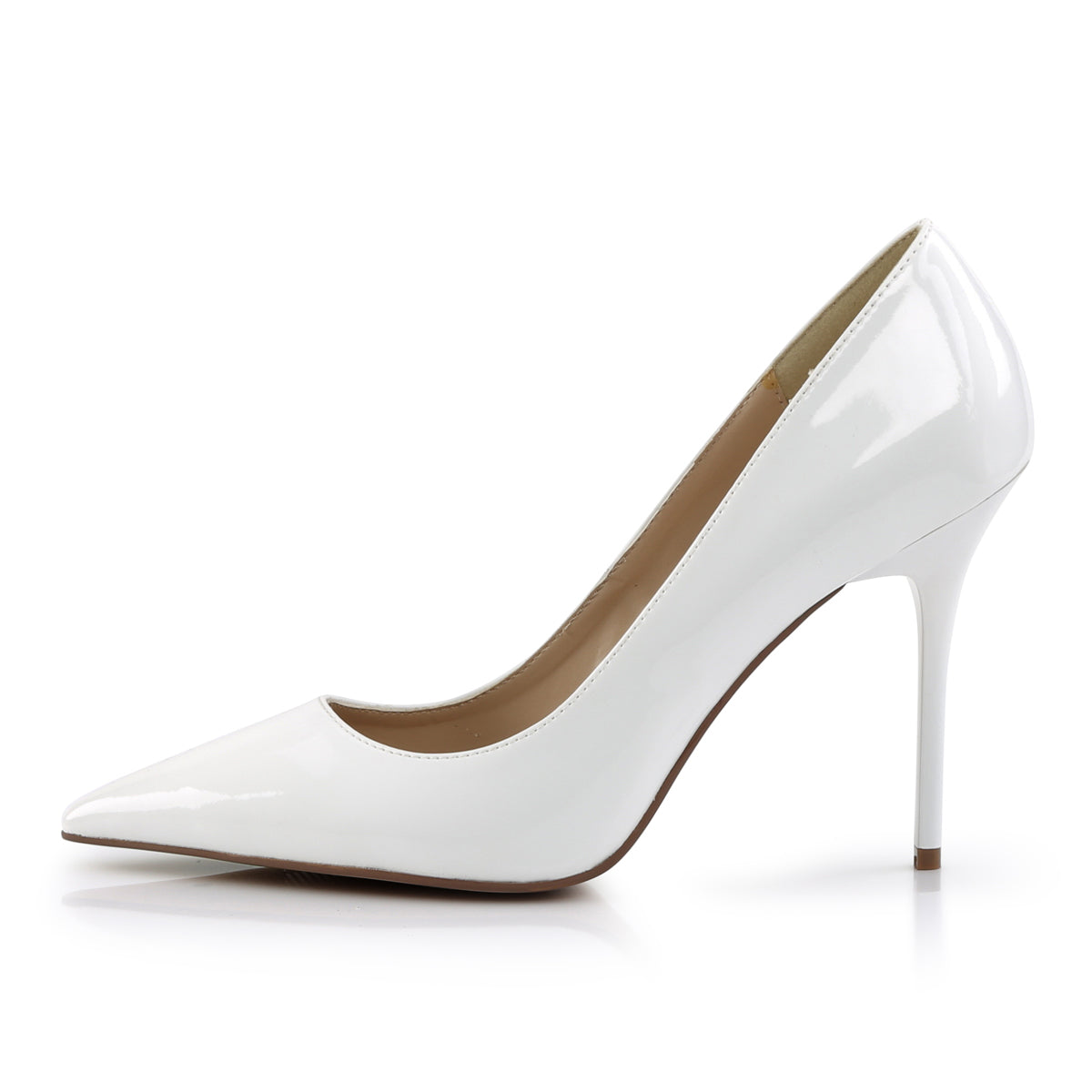 CLASSIQUE-20 Pleaser White Patent Single Sole Shoes (Sexy Shoes)