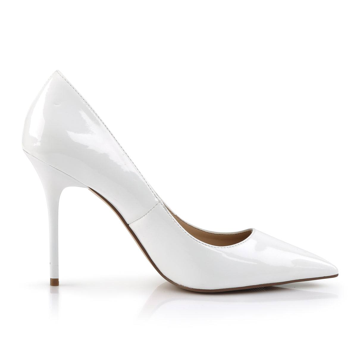 CLASSIQUE-20 Pleaser White Patent Single Sole Shoes (Sexy Shoes)