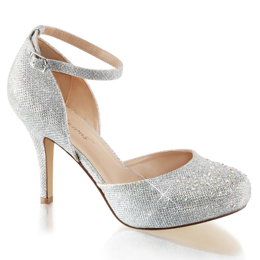 COVET-03 Exotic Dancing Fabulicious Shoes Slv Glitter Mesh Fabric