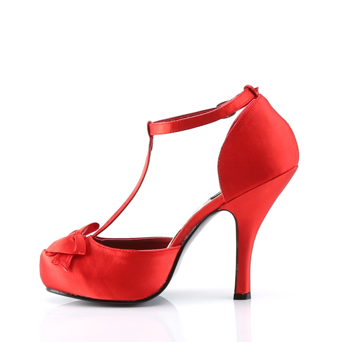 CUTIEPIE-12 Pin Up Couture Red Satin Platforms (Retro Glamour Shoes)