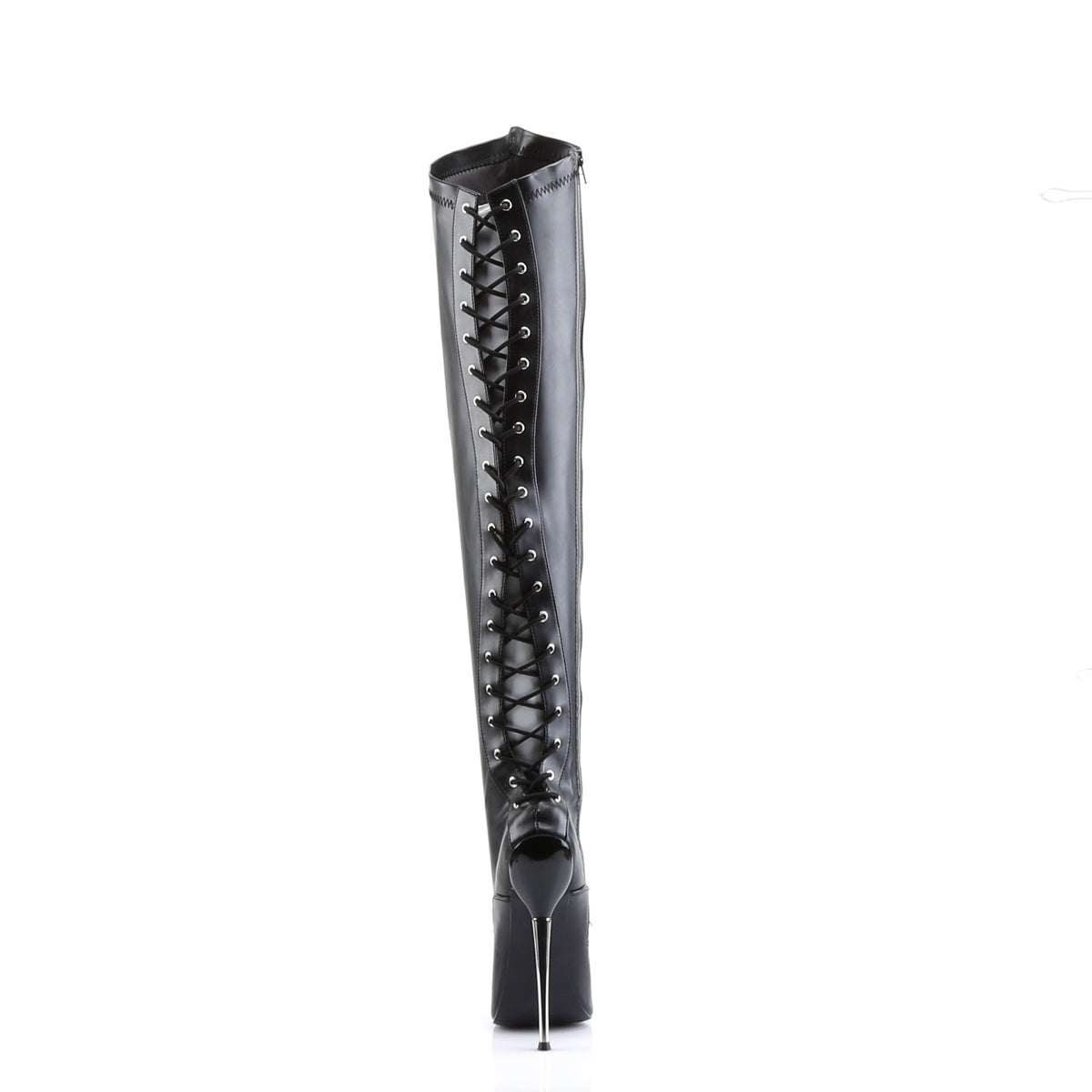 DAGGER-3060 Devious Black Stretch Pu Single Soles (Sexy Shoes)