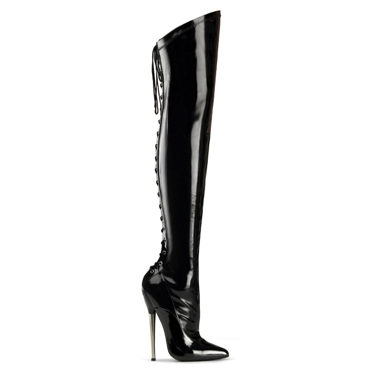 DAGGER-3060 Killer Heels Devious Single Soles Blk Stretch Pat