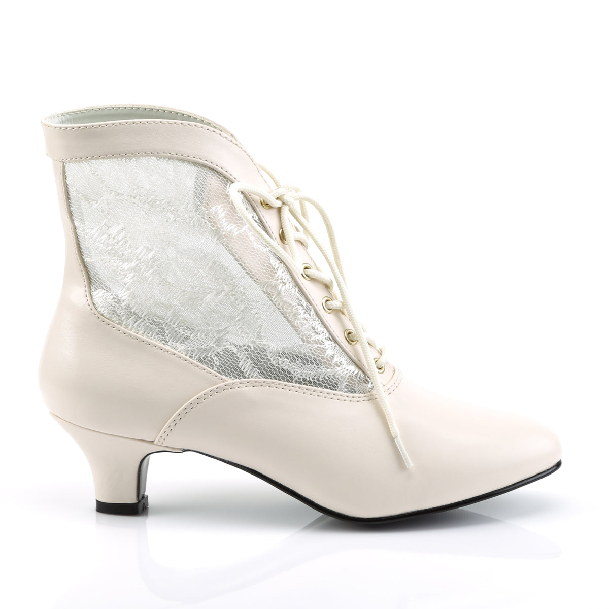 DAME-05 Funtasma Ivory Pu-Lace Women's Boots (Fancy Dress Costume Shoes)