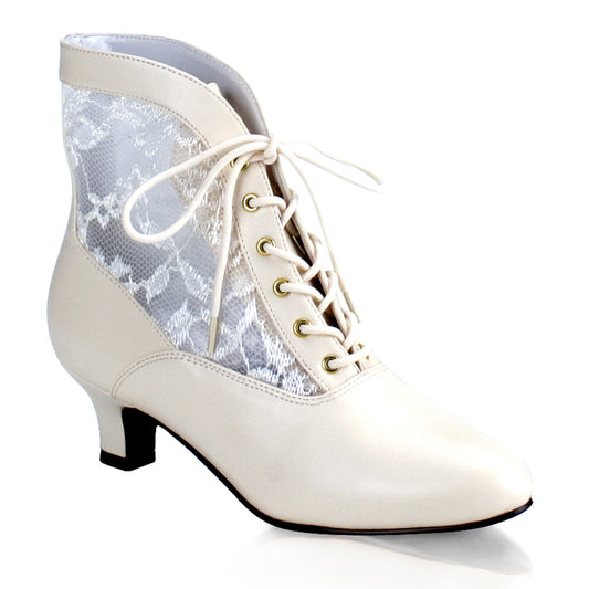 DAME-05 Fancy Dress Costume Funtasma Women's Boots Ivory Pu-Lace